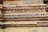 Khajuraho - Visvanatha temple, the basement moulding with elephant frieze 